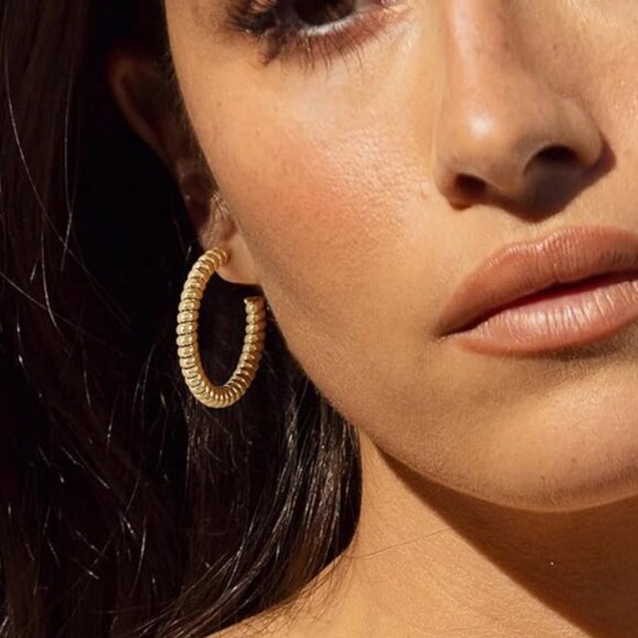 Gold Plated Hoop Earrings - Picture 2 of 4